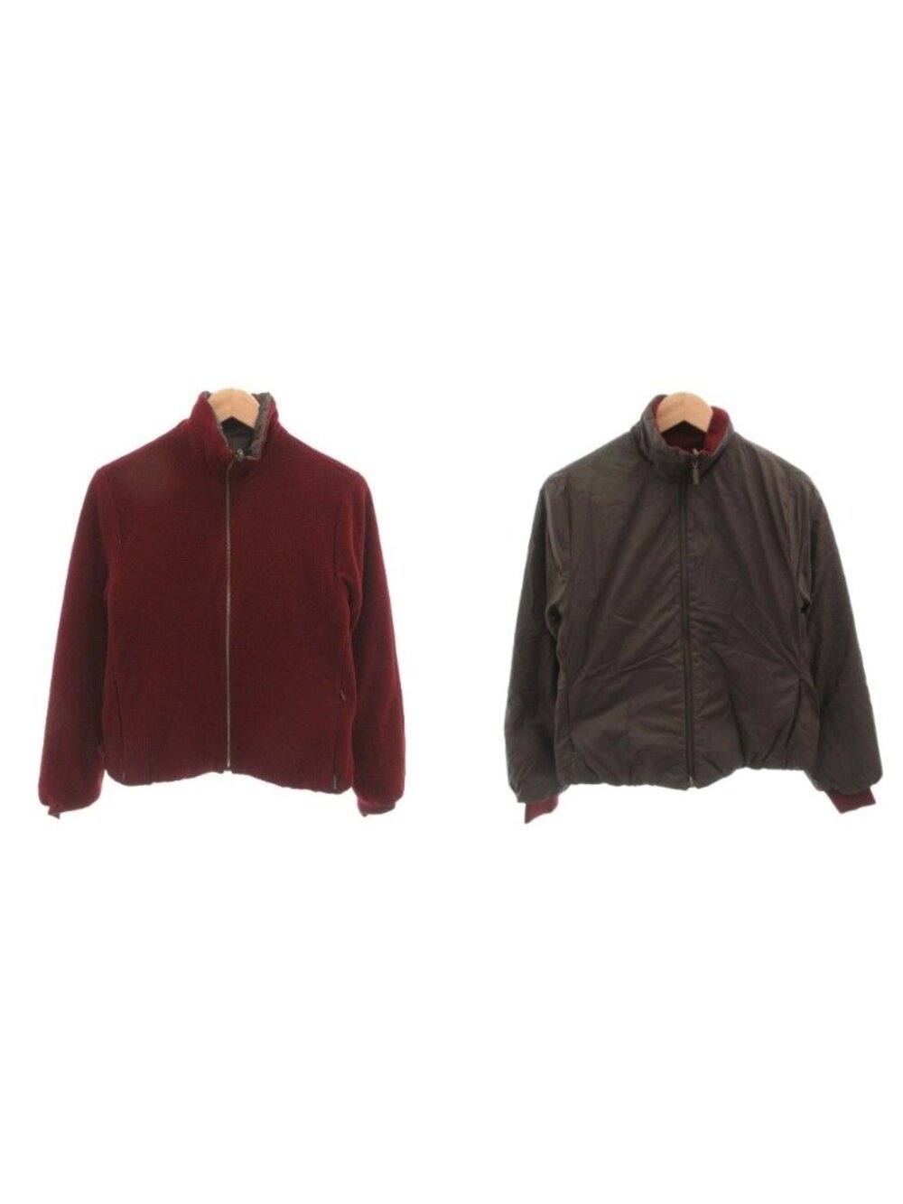 Moncler Jacket Reversible Fleece Zip Up XS Red Gray